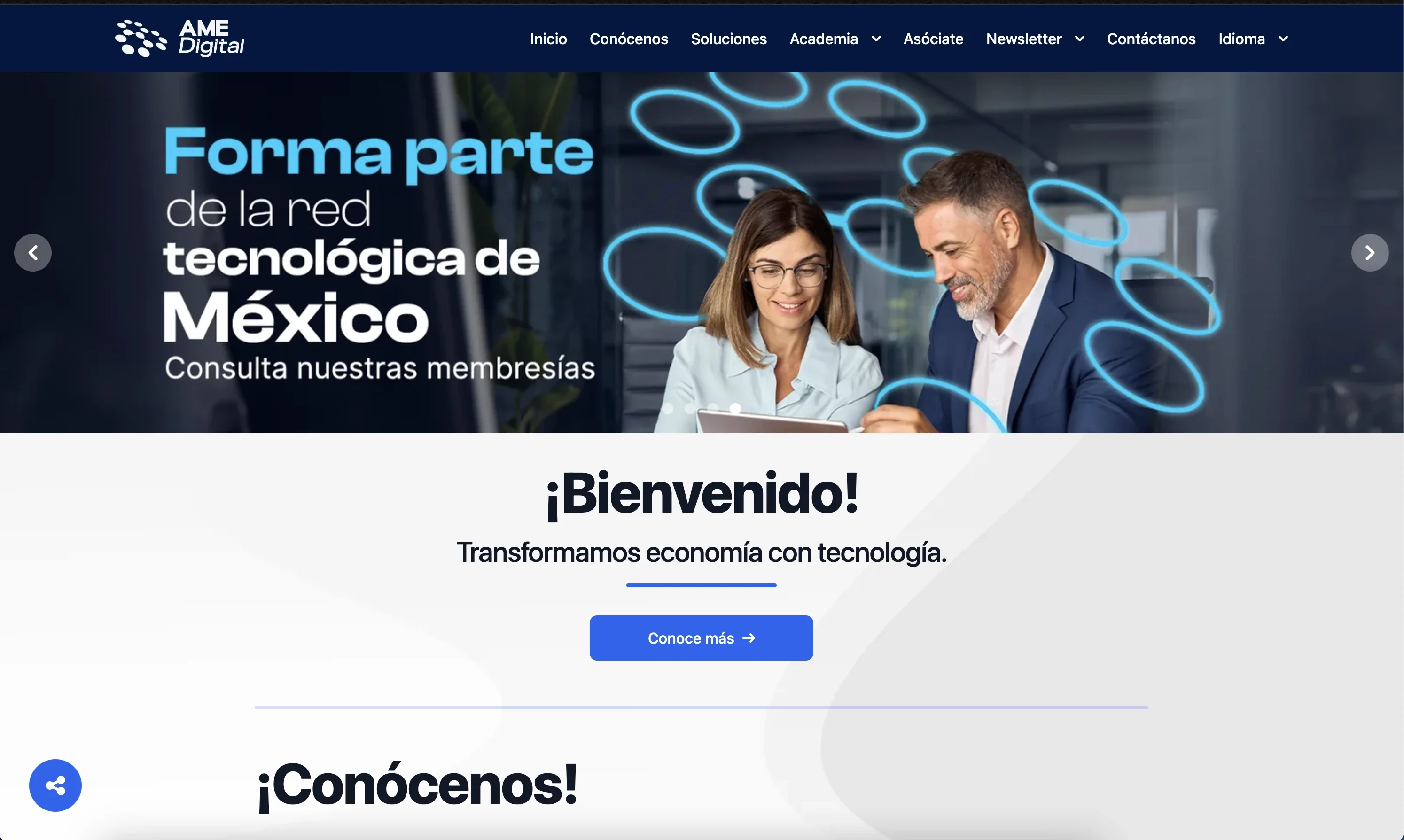 Sitio web empresarial de AMEDigital A.C.