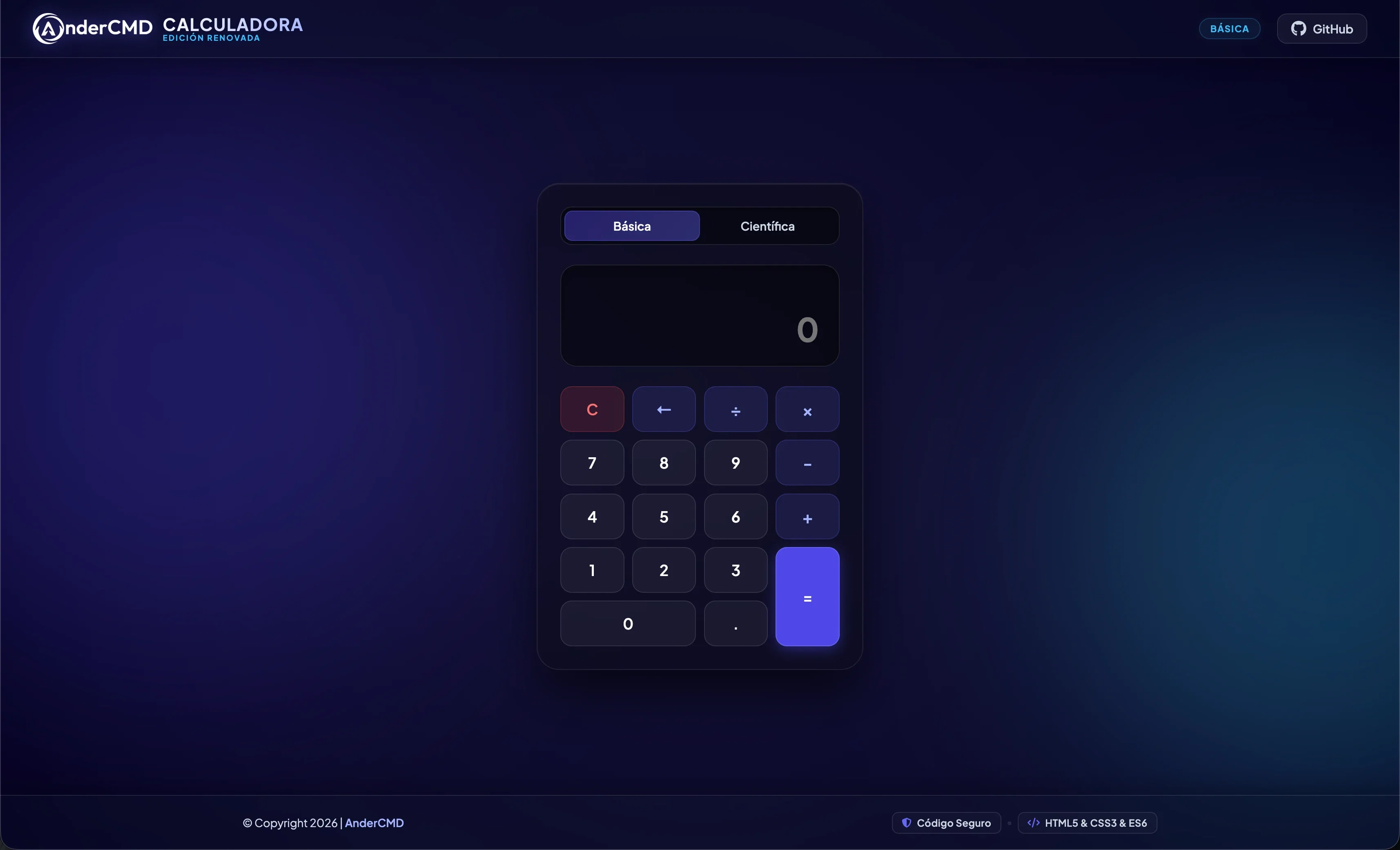 Calculadora sencilla para realizar operaciones básicas con interfaz gráfica.