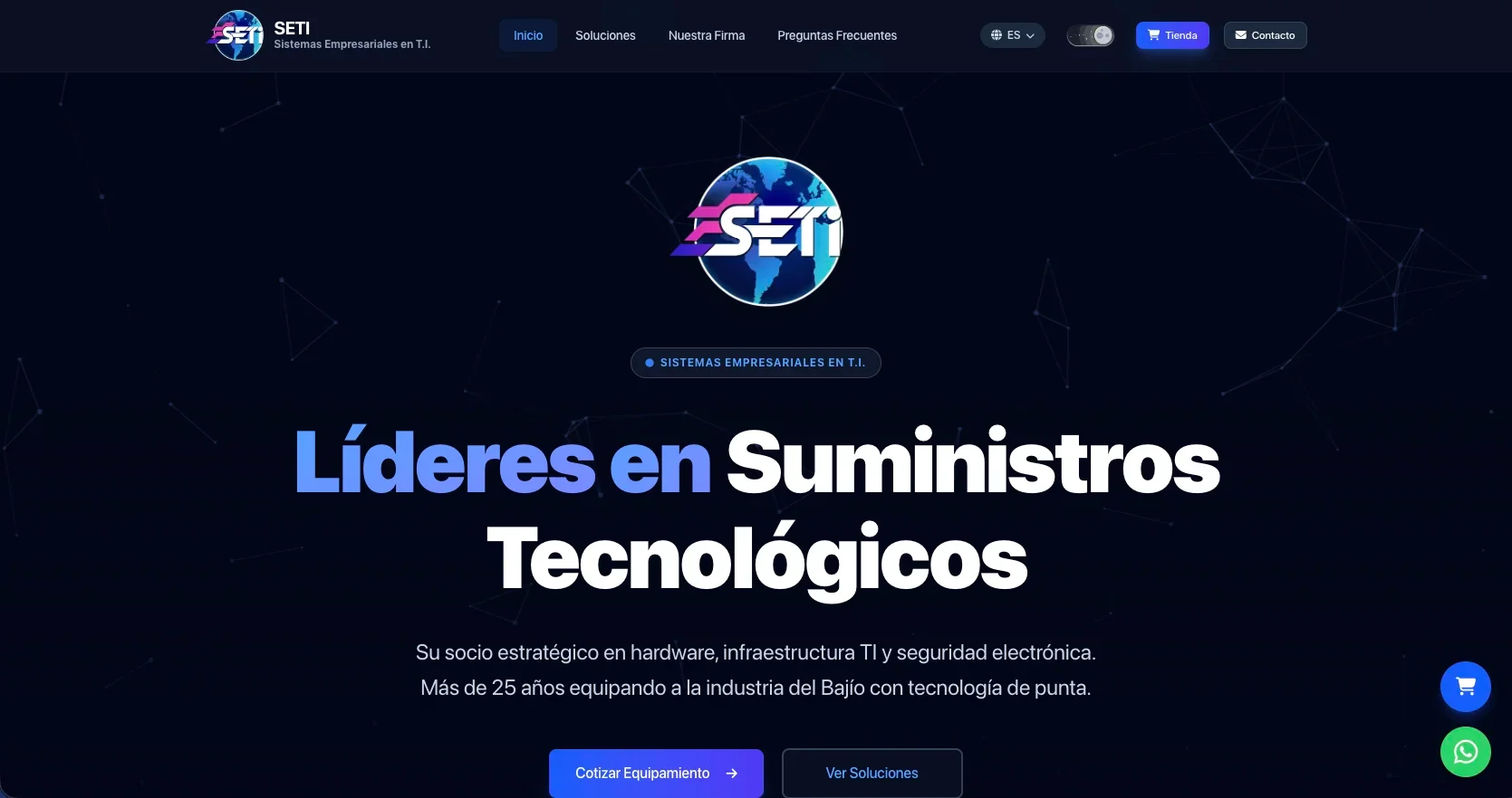 Sitio web empresarial de Sistemas Empresariales en T.I. (SETI)